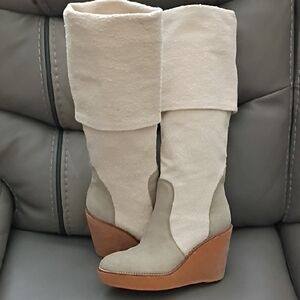 Castaner Canvas Knee High Wedge Boots